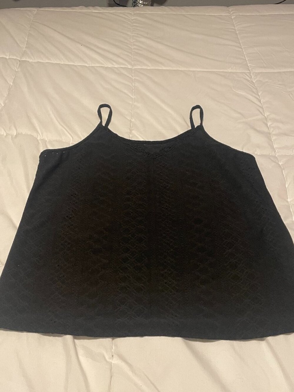 Black Eyelet Cut‑Out Tank Top – XL
